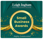 Leigh Ingham Small Business Awards Logo that Red Box Web Design were recognised at.