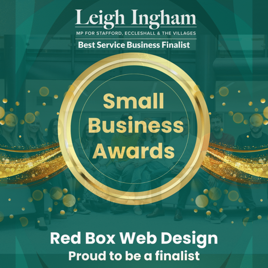 Red Box Web Design recognised as a Finalist in the Best Service Business category at the Leigh Ingham MP Small Business Awards