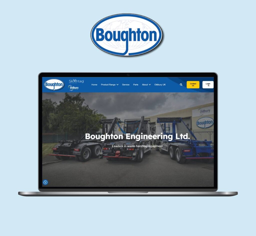 Boughton Engineering Ltd website displayed on a laptop screen