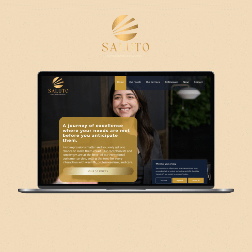 Saluto Website displayed on laptop screen